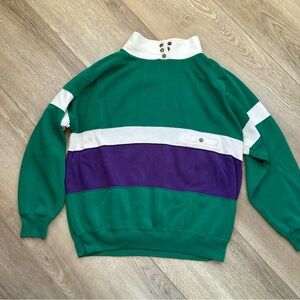 Vintage 80’s Style Green and Purple Men's Sweatshirt